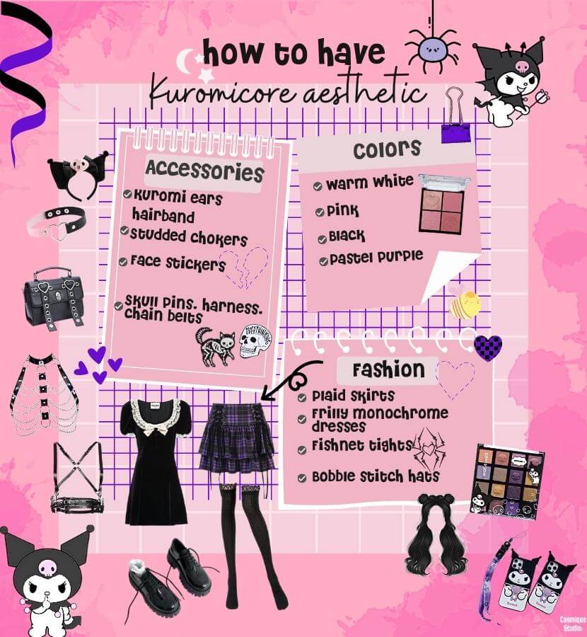 The key points of becoming kuromicore aesthetic girl including accessories, colors, and fashion.
