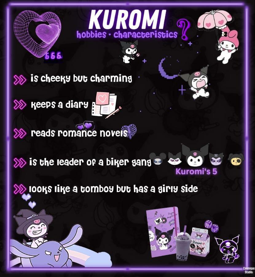 Kuromi aesthetic and Kuromi's characteristics.