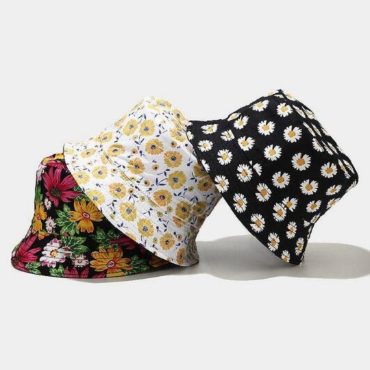 flower printed double sided bucket hat