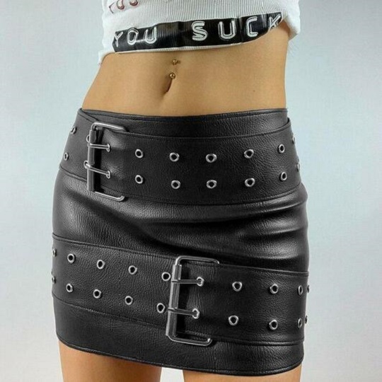 egirl double belt sexy mini skirt