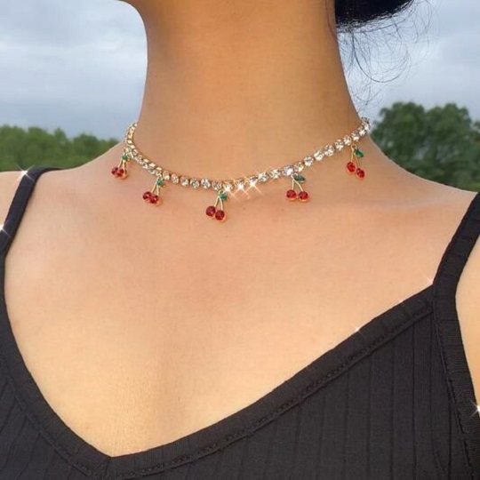 fairycore cherry choker necklace