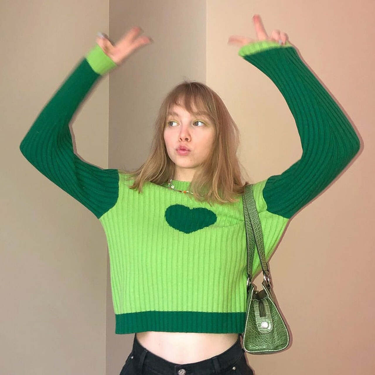 90S AESTHETIC HEART OVERSIZE KNITTED SWEATER
