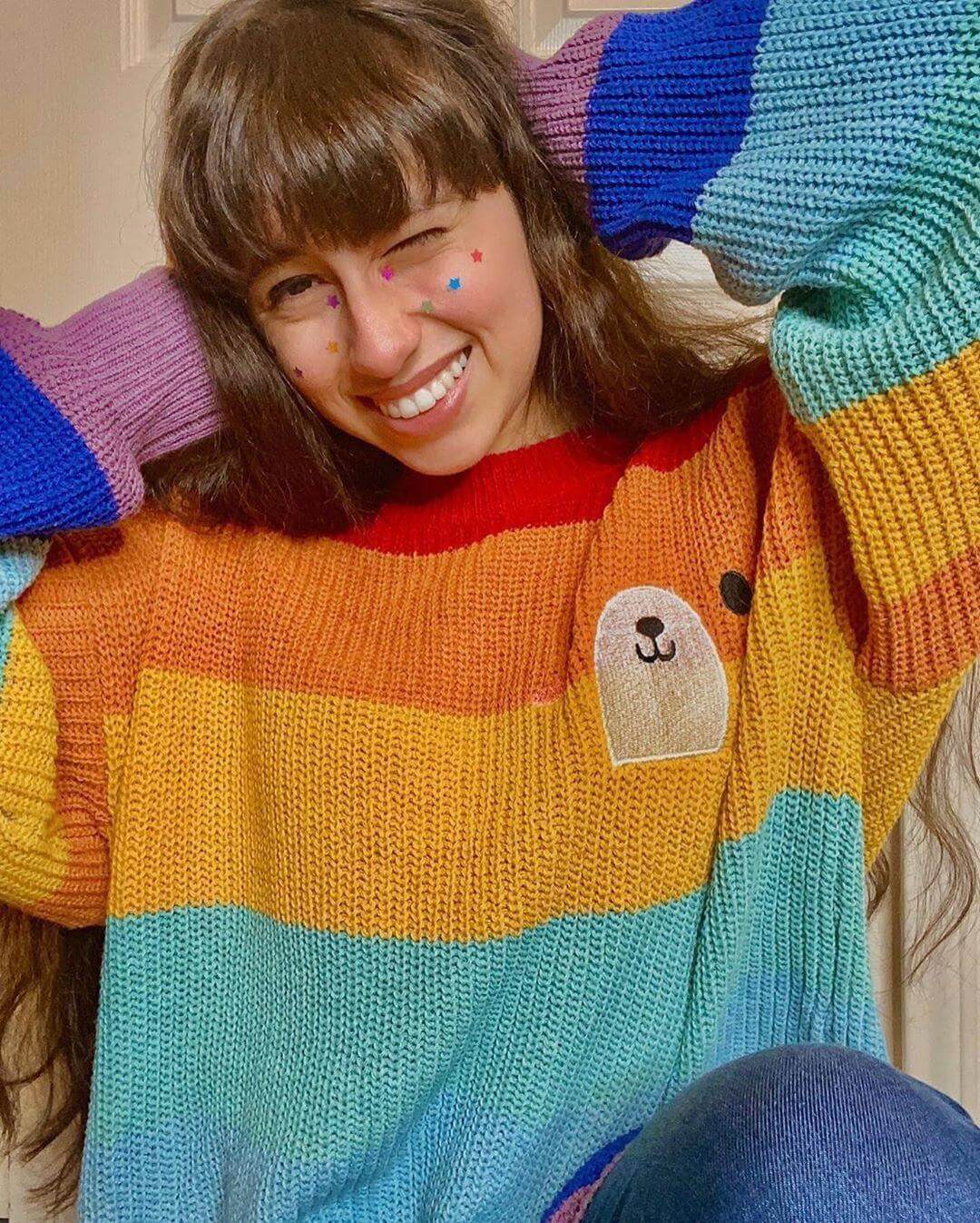 CUTE BEAR RAINBOW SWEATER