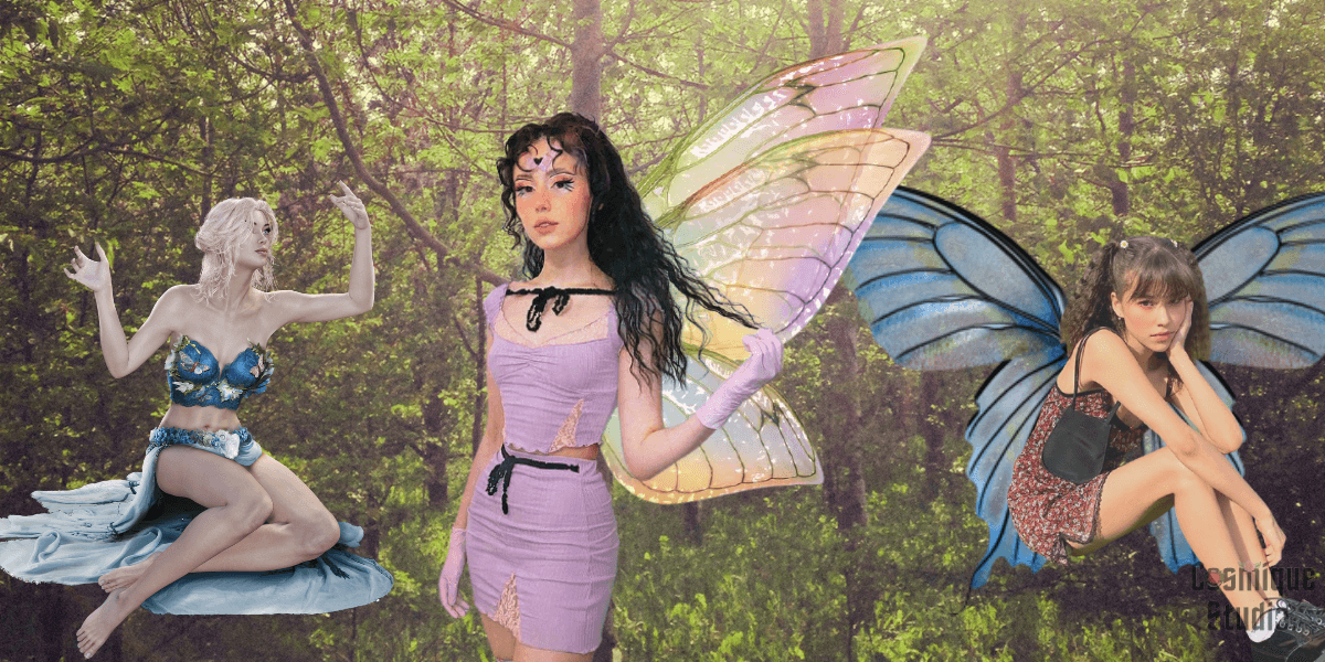 Cosmique Stüdyo Elbiseleri Giyen Üç Güzel Genç Fairycore Kız