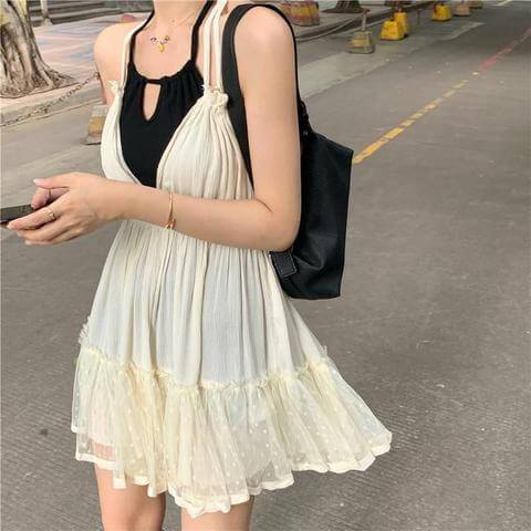 SOFT GIRL WHITE SUMMER MINI DRESS