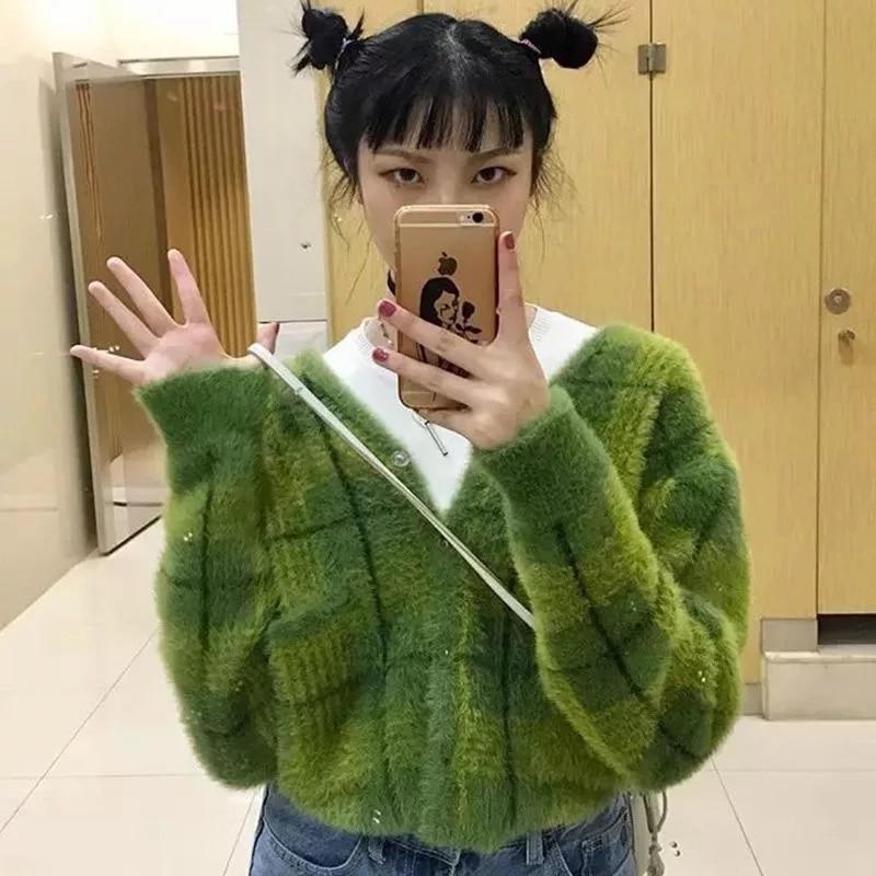 INDIE GIRL GREEN CROPPED SWEATER